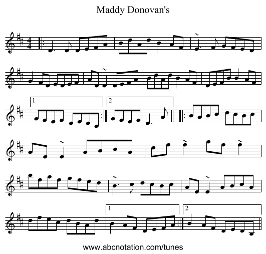 Maddy Donovan's - staff notation