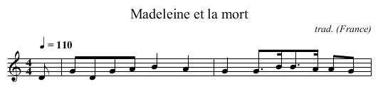 Madeleine et la mort - staff notation