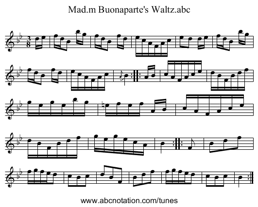Mad.m Buonaparte's Waltz.abc - staff notation