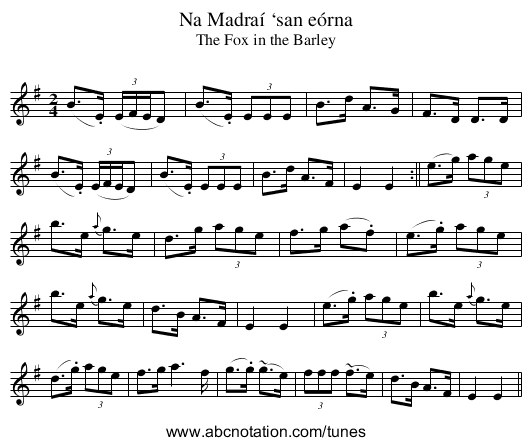 Madraí ‘san eórna, Na - staff notation