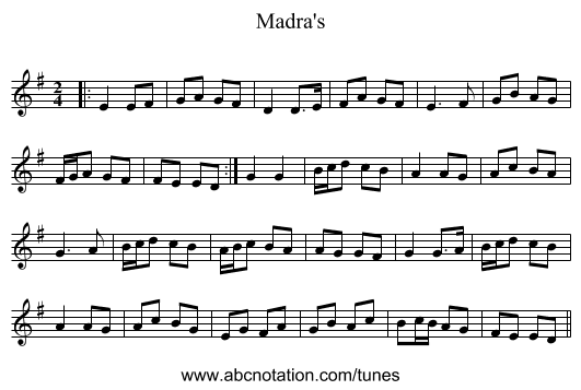 Madra's - staff notation