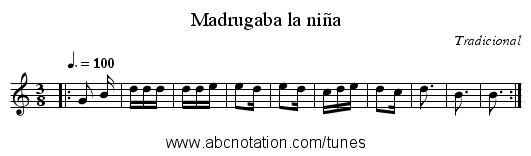 Madrugaba la niña - staff notation