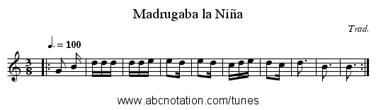 Madrugaba la Niña - staff notation