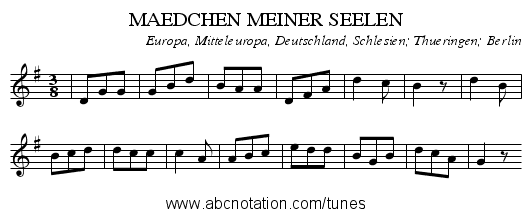 MAEDCHEN MEINER SEELEN - staff notation