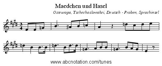 Maedchen und Hasel - staff notation