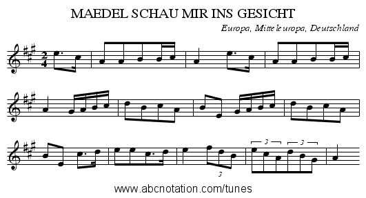 MAEDEL SCHAU MIR INS GESICHT - staff notation