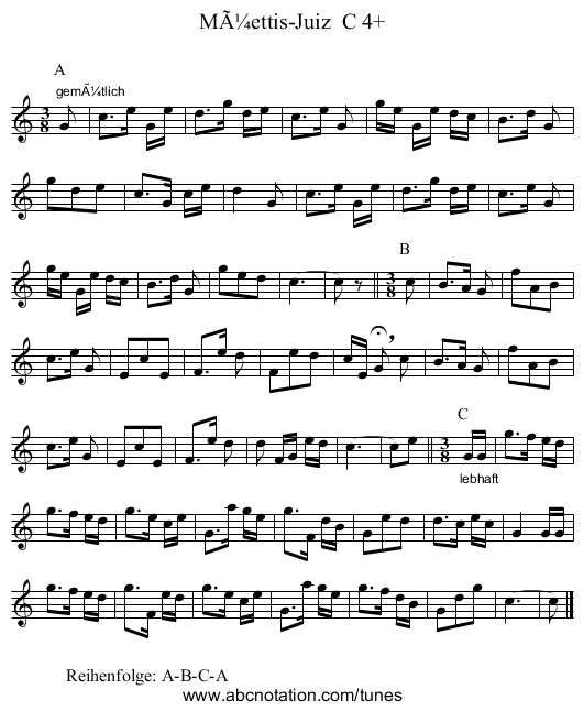 MÃ¼ettis-Juiz  C 4+ - staff notation