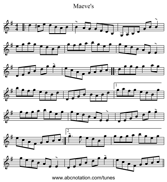 Maeve's - staff notation