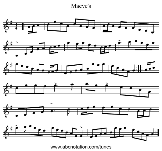 Maeve's - staff notation