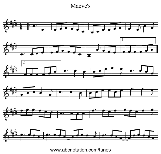 Maeve's - staff notation