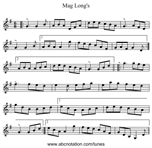 Mag Long's - staff notation
