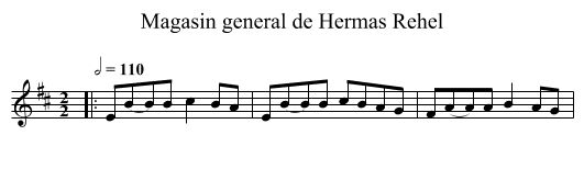 Magasin general de Hermas Rehel - staff notation