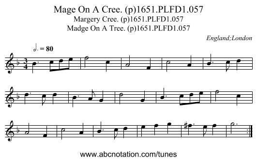 Mage On A Cree. (p)1651.PLFD1.057 - staff notation