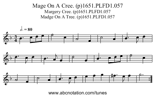 Mage On A Cree. (p)1651.PLFD1.057 - staff notation