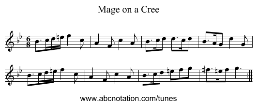 Mage on a Cree - staff notation