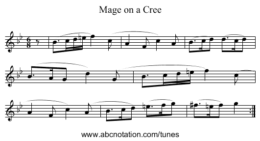 Mage on a Cree - staff notation