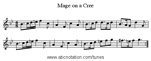 Mage on a Cree - staff notation