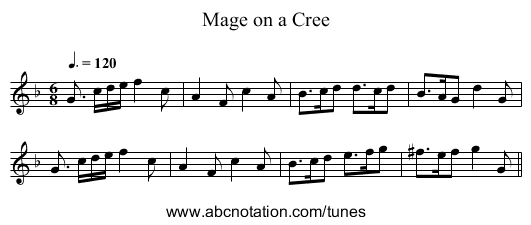 Mage on a Cree - staff notation