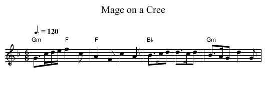 Mage on a Cree - staff notation