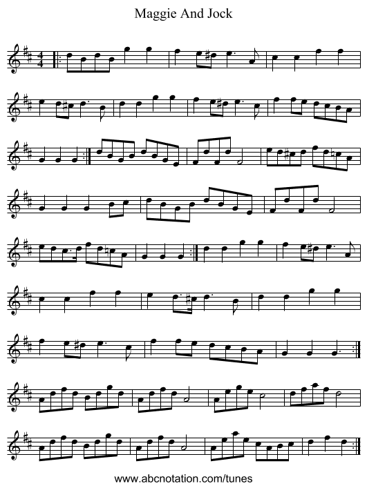 Maggie And Jock - staff notation