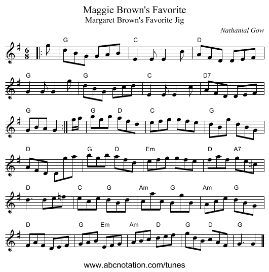 Maggie Brown's Favorite - staff notation