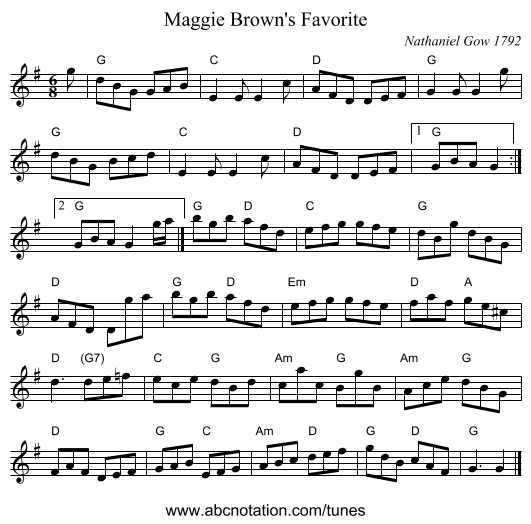 Maggie Brown's Favorite - staff notation