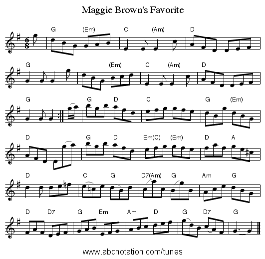 Maggie Brown's Favorite - staff notation