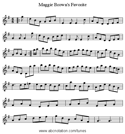 Maggie Brown's Favorite - staff notation