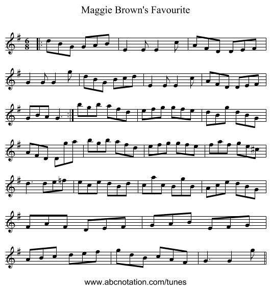 Maggie Brown's Favourite - staff notation