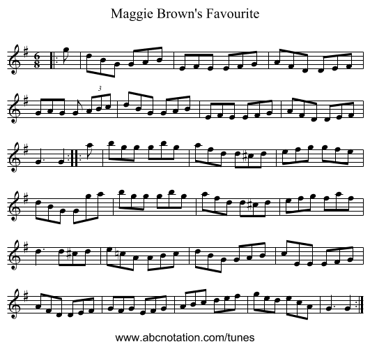 Maggie Brown's Favourite - staff notation