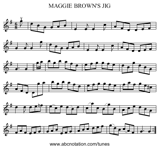 MAGGIE BROWN'S JIG - staff notation