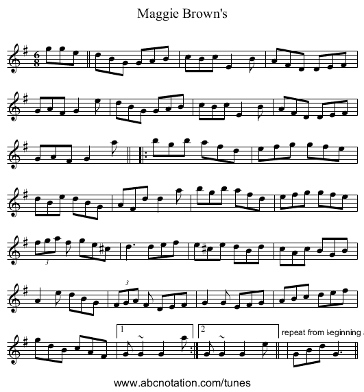 Maggie Brown's - staff notation