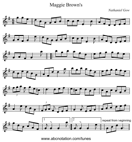 Maggie Brown's - staff notation