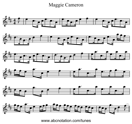 Maggie Cameron - staff notation