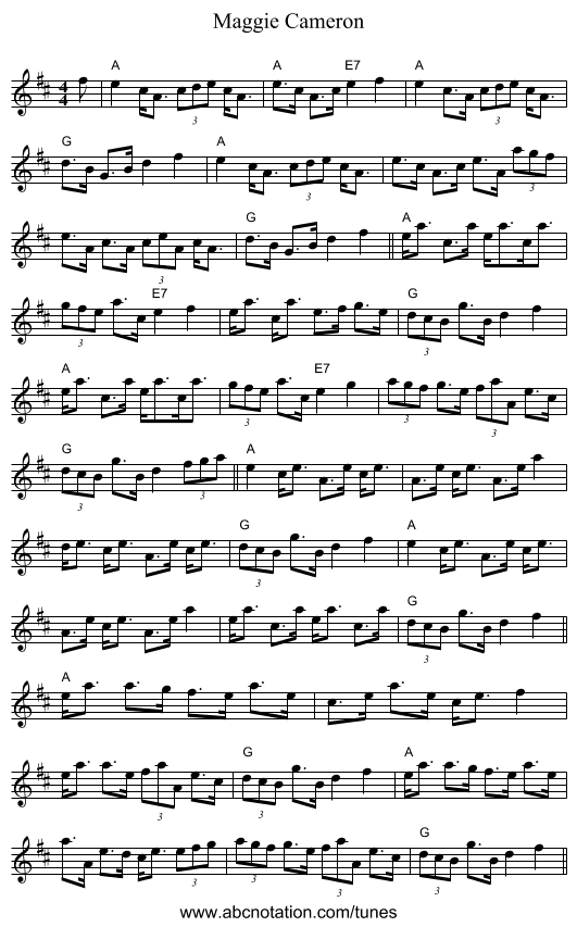 Maggie Cameron - staff notation