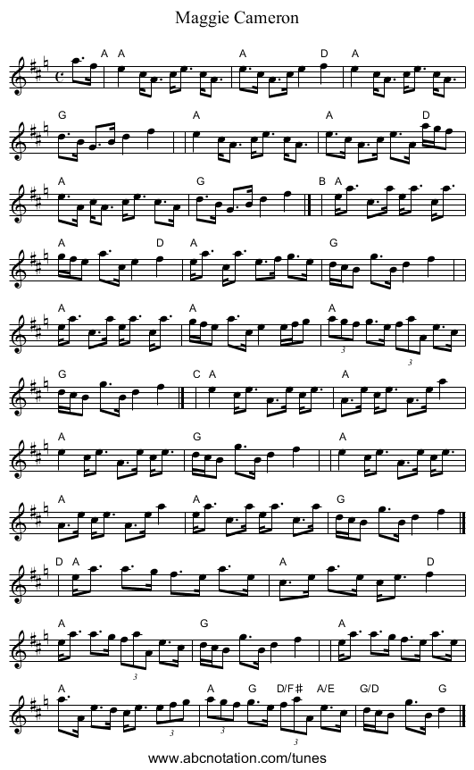Maggie Cameron - staff notation