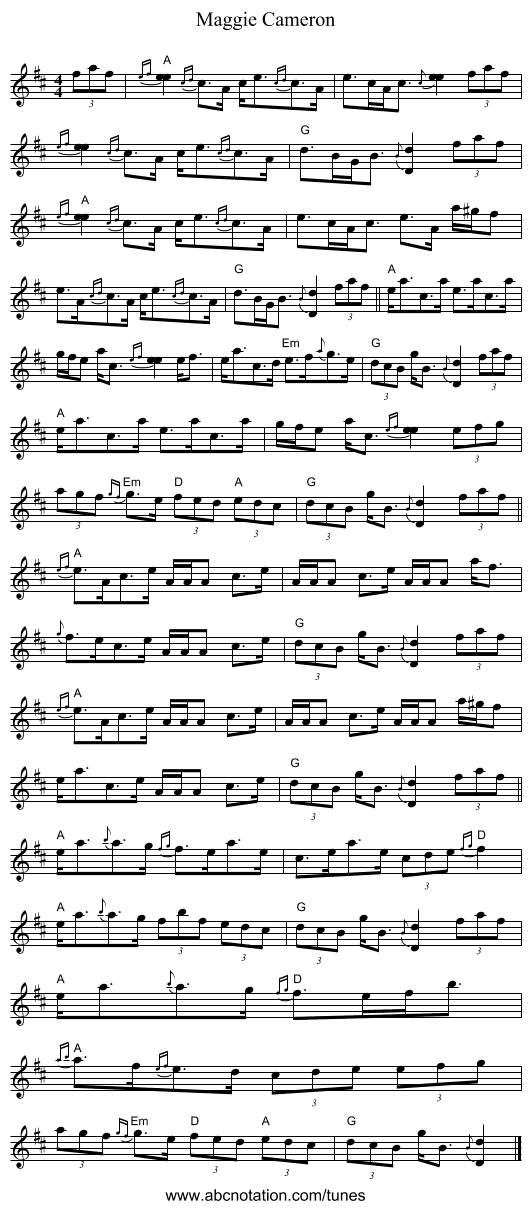 Maggie Cameron - staff notation