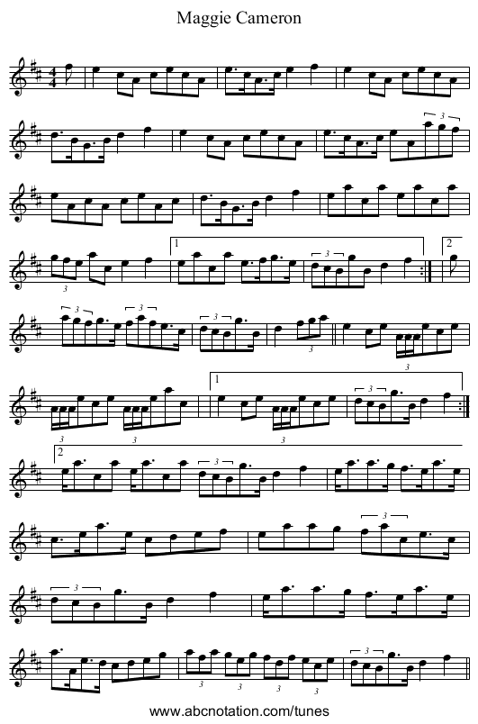 Maggie Cameron - staff notation