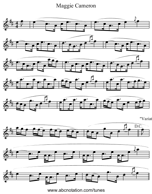 Maggie Cameron - staff notation