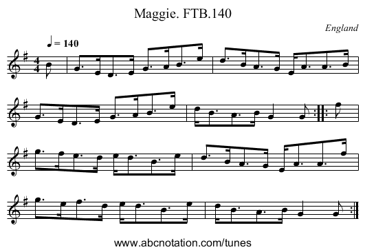 Maggie. FTB.140 - staff notation