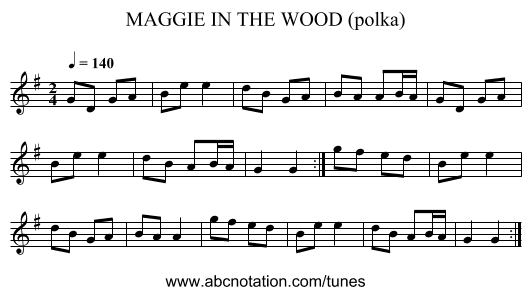 MAGGIE IN THE WOOD (polka) - staff notation
