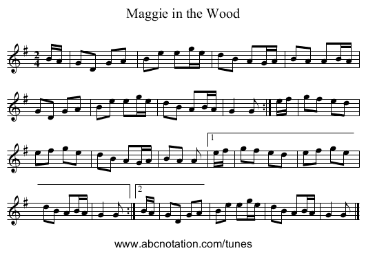 Maggie in the Wood - staff notation