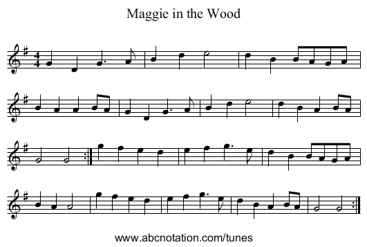 Maggie in the Wood - staff notation