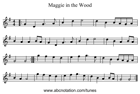 Maggie in the Wood - staff notation