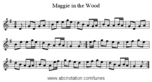 Maggie in the Wood - staff notation