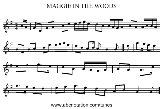 MAGGIE IN THE WOODS - staff notation