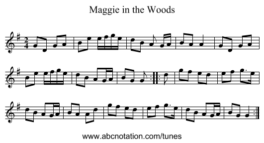 Maggie in the Woods - staff notation