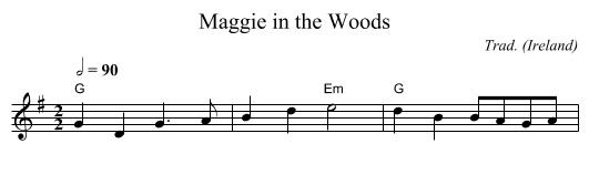 Maggie in the Woods - staff notation