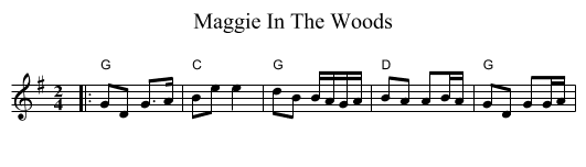 Maggie In The Woods - staff notation