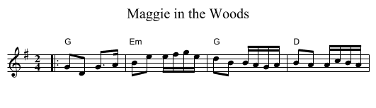 Maggie in the Woods - staff notation